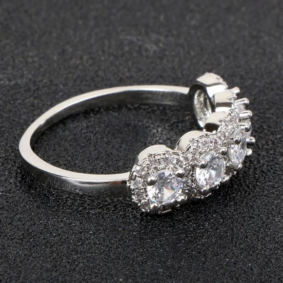 NEW 925 Sterling Silver Halo Diamond Eternity Engagement Wedding Band Ring - Picture 11 of 14